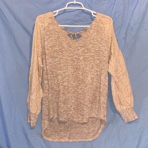 Women's Light Pink Lace Sleeve Top